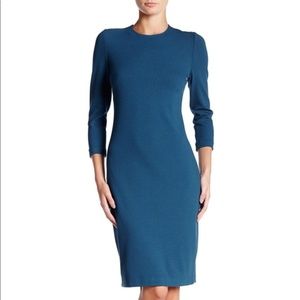 Vince Blue Stretch Sheath with 3/4 sleeves